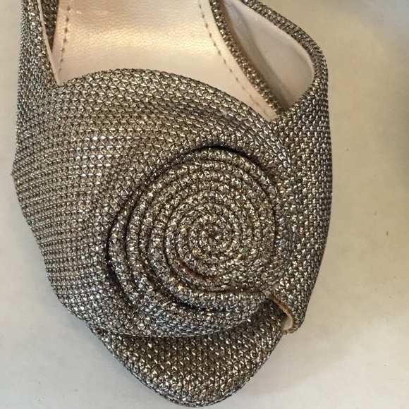 Caparros Baldwin Champagne Sparkle  Peep Toes Heel Pumps Stiletto - Picture 11 of 15